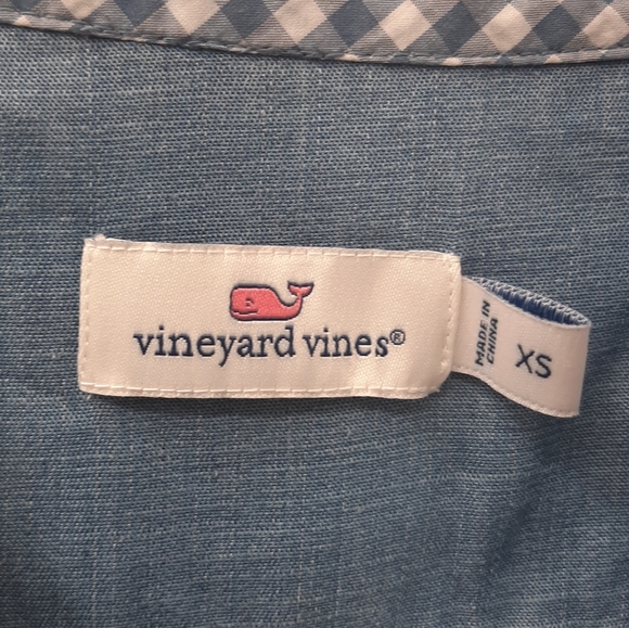 Vineyard Vines Chambray Tie Sleeve Popover top XS - Picture 6 of 6